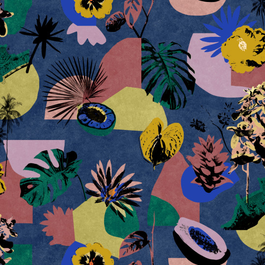 Tres Tintas Tapete Tropicalia - Cobalto