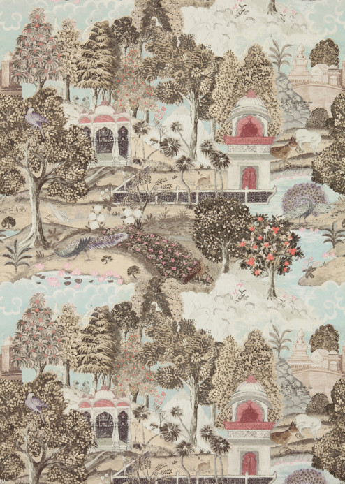 Zoffany Wallpaper Peacock Garden - Linen/ Silver