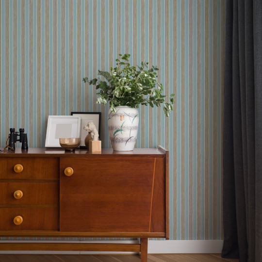 Josephine Munsey Tapete Kemble Stripe - Spruce/ Cobber/ Dew