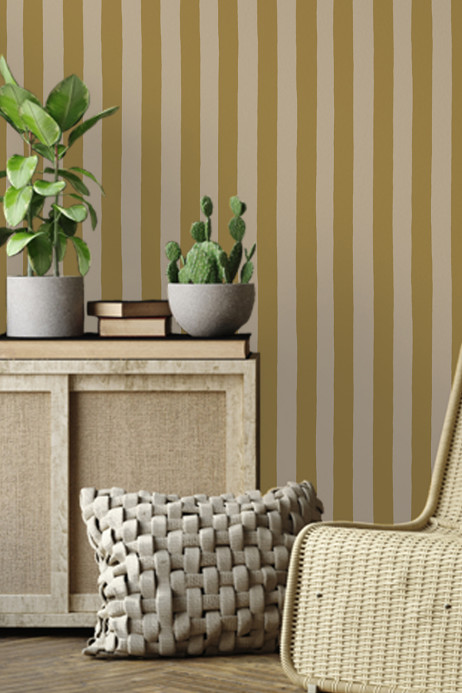 Josephine Munsey Tapete Medium Hand Painted Stripe - Summer Evening/ Parsnip