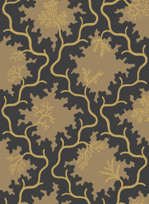 Cole & Son Tapete Moss Trellis - Black and Gold