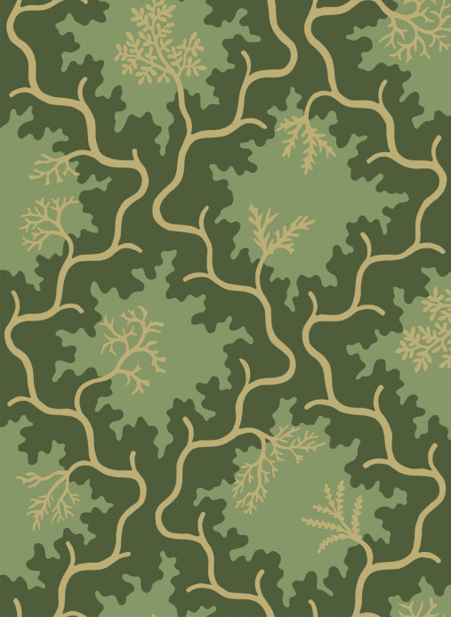 Cole & Son Tapete Moss Trellis - Evergreen and Antique Gold