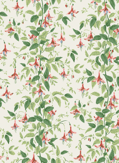 Cole & Son Tapete Fuchsia - Rose Pink and Soft Green on Parchment