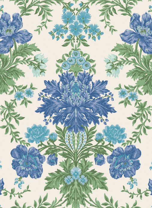 Cole & Son Tapete Poppies - Sapphire/ Cerulean and Moss on Stone