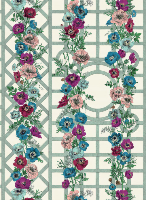 Edmond Petit Tapete Jardin d'Anémones - Fuschia/ Bleu