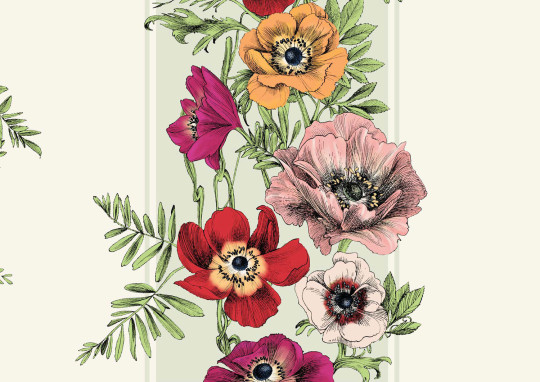 Edmond Petit Tapete Rayure d'Anémones - Orange/ Rouge