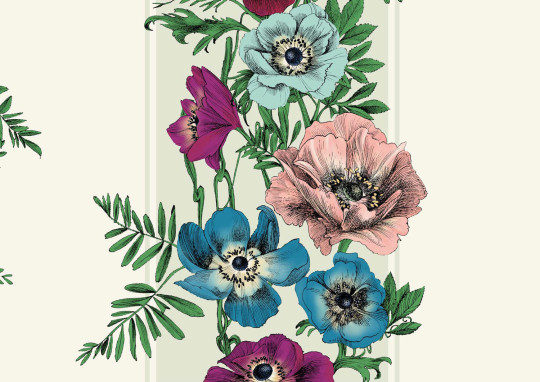 Edmond Petit Tapete Rayure d'Anémones - Fuschia/ Bleu