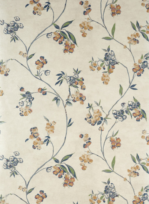 Anna French Tapete Edo Bloom - Apricot and Slate on Pearl