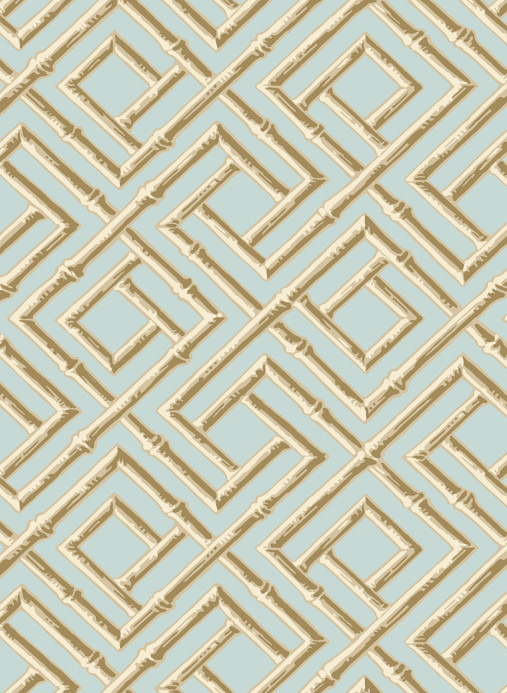 Thibaut Tapete French Lattice - Blue and Beige