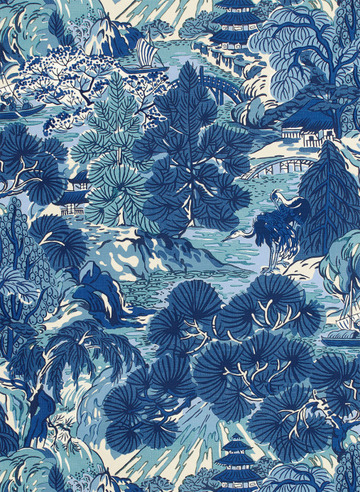 Thibaut Tapete Pagoda Trees - Blues