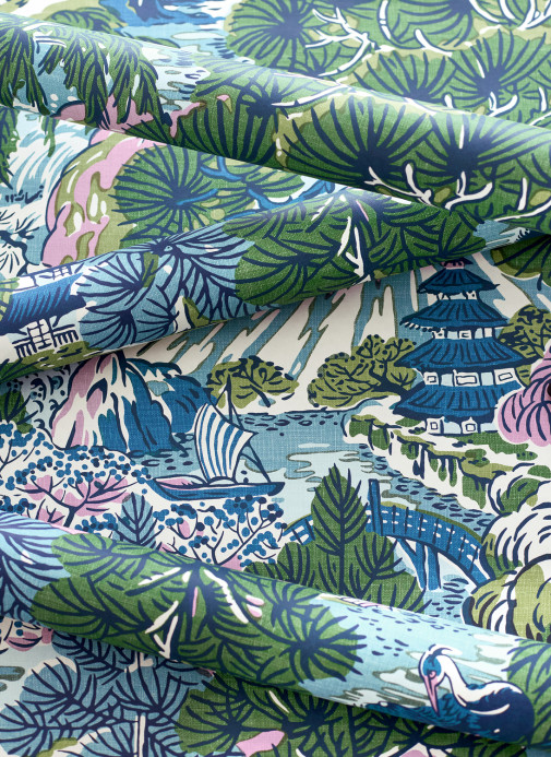 Thibaut Tapete Pagoda Trees - Lavender and Blue