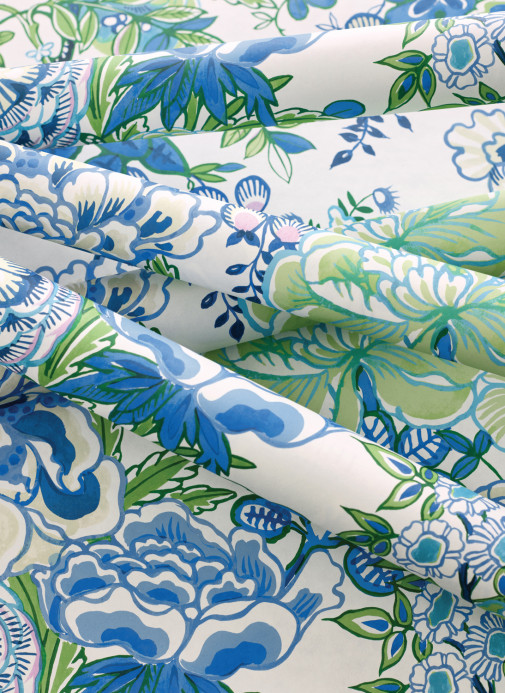 Thibaut Tapete Peony Garden - Blue and Green