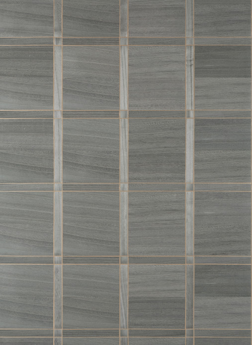 Thibaut Tapete Wood Panel - Charcoal and Metallic Gold