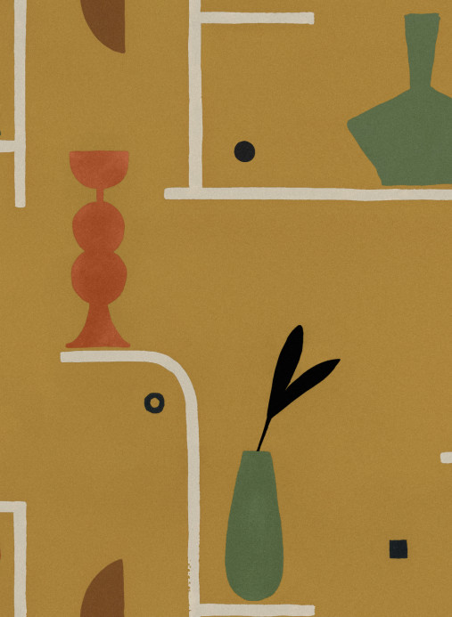 Tres Tintas Papier peint Archaeological Forms - Ocher