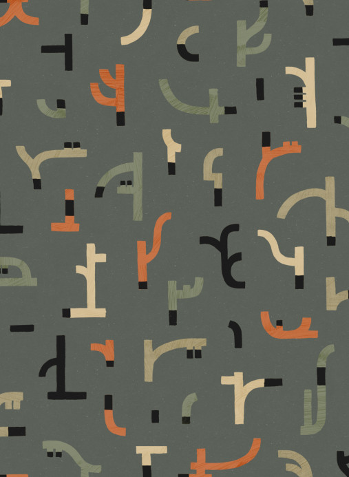Tres Tintas Wallpaper Tribal Tongue - Blue
