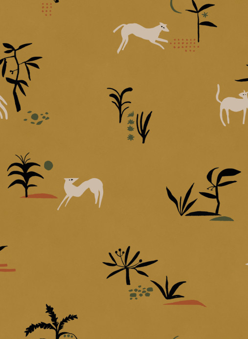 Tres Tintas Carta da parati Prehistoric Creatures - Ocher