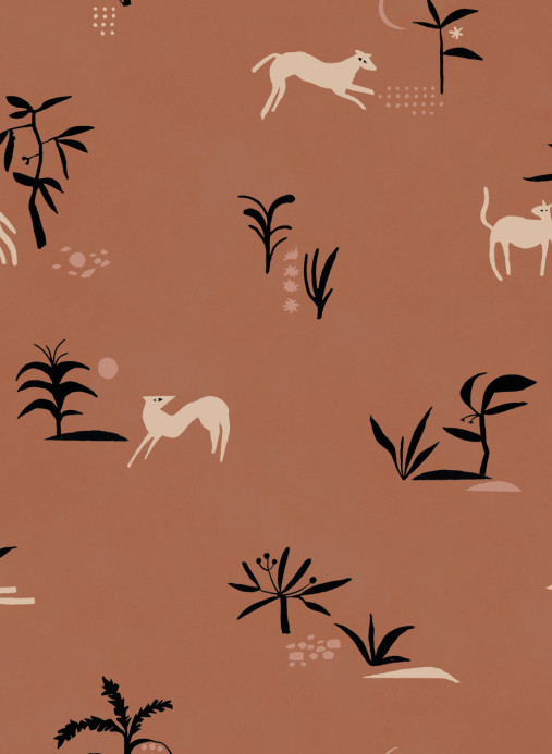 Tres Tintas Carta da parati Prehistoric Creatures - Red