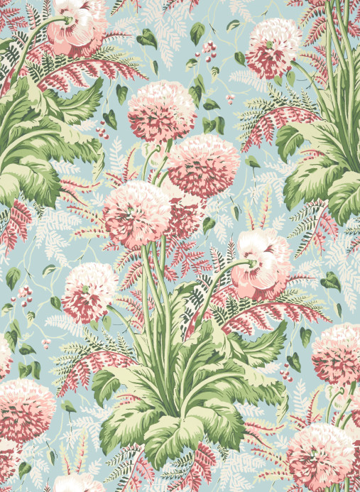 Anna French Tapete Dahlia - Coral on Robins Egg