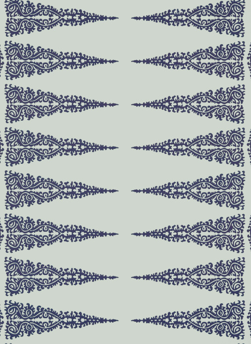 Anna French Tapete Ellery Stripe - Navy on Soft Teal