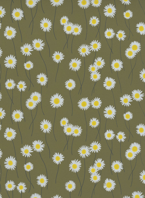 Little Greene Tapete Moon Daisies - Olive Colour