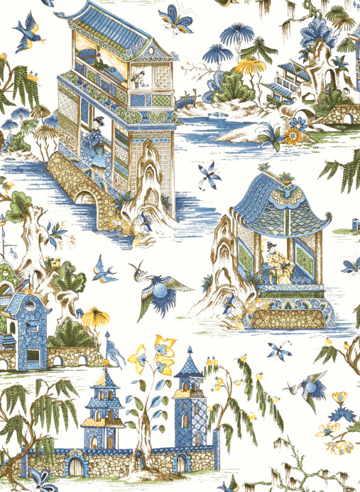 Thibaut Tapete Grand Palace - Blue and Green