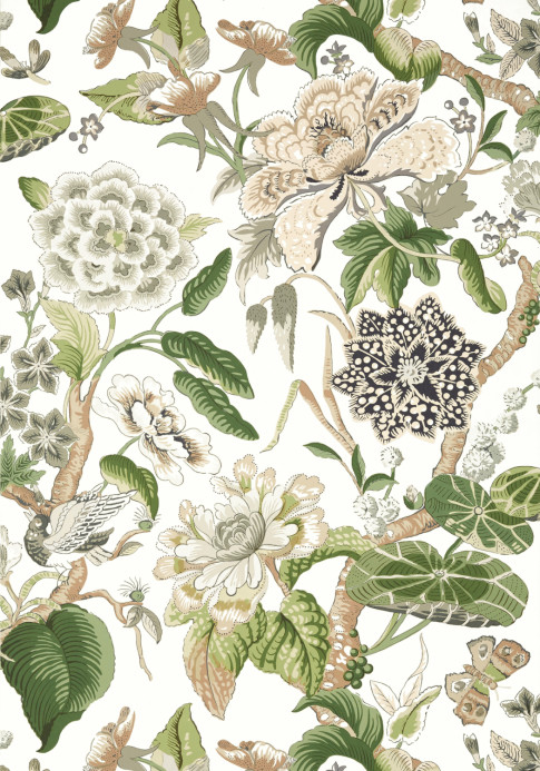Thibaut Wallpaper Hill Garden - White and Green