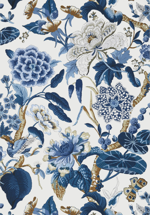 Thibaut Wallpaper Hill Garden - Blue and White