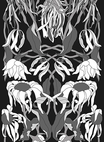 Tapete JOB-06 Withered Flowers Black von Studio Job