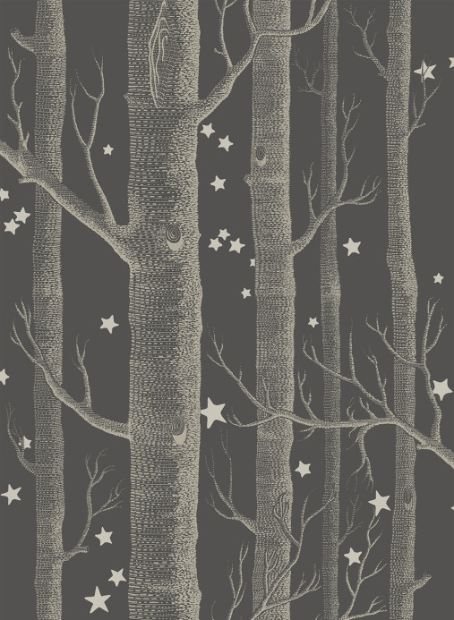 Cole & Son Papier peint Woods & Stars - Charcoal