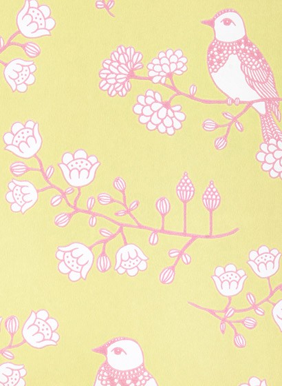 Tapete Sugar Tree von Majvillan - Soft Yellowgreen/ Pink