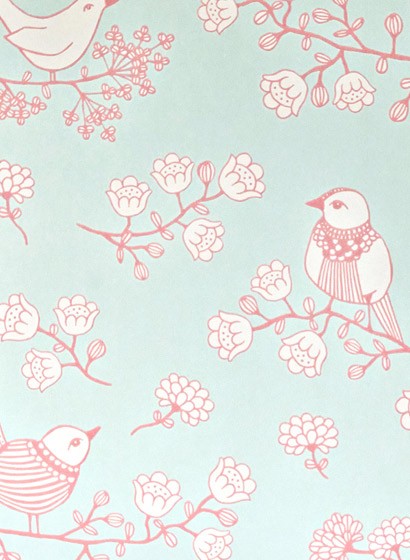 Tapete Sugar Tree von Majvillan - Soft Turquoise/ Pink