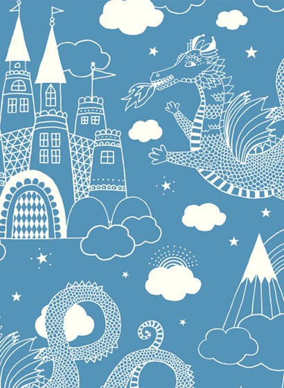 Majvillan Tapete Dragon Sky - Dark Blue/ Cream White