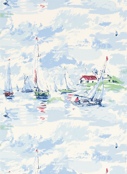 Vintagetapete Sail Away von Sanderson - Sky Blue