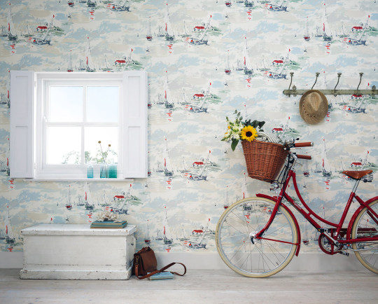 Vintagetapete Sail Away von Sanderson - Sea Green