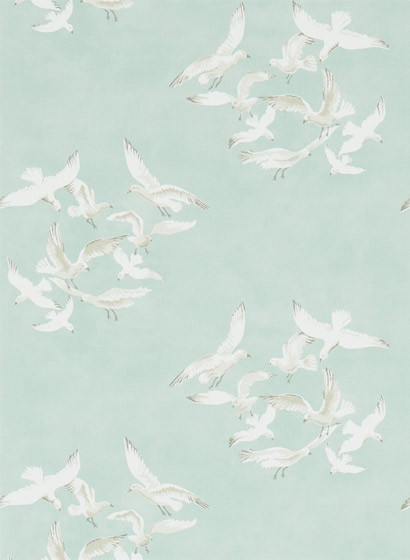 Vintagetapete Seagulls von Sanderson - Eau de Nil