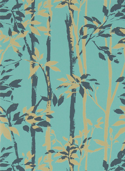 Sanderson Wallpaper Beechgrove Teal/ Gold