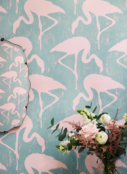 Vintagetapete Flamingos von Sanderson
