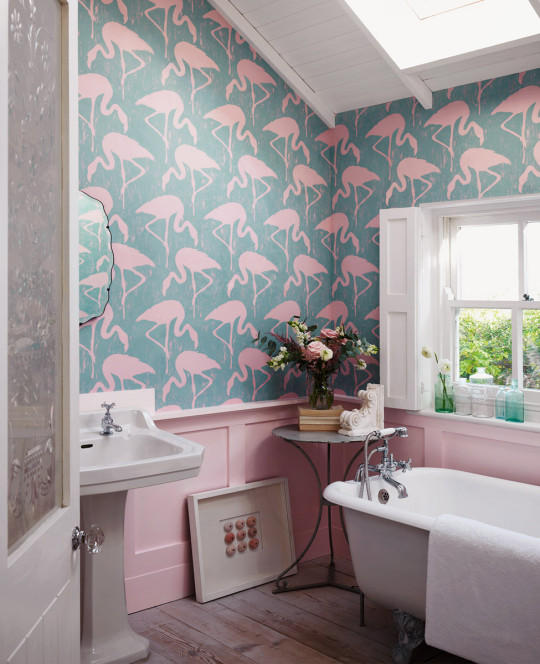 Vintagetapete Flamingos von Sanderson