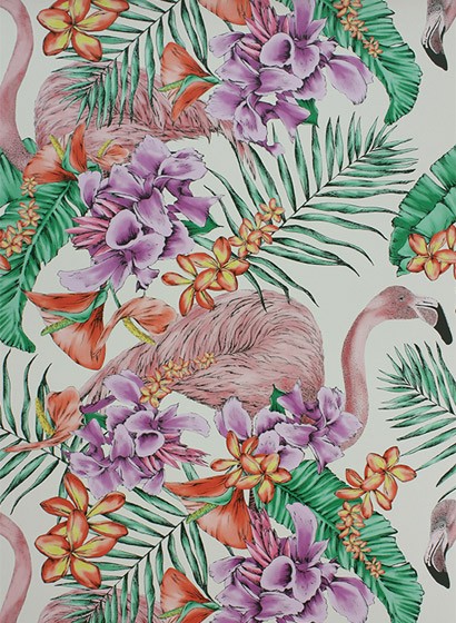 Tapete Flamingo Club von Osborne & Little - Ivory/ Fuchsia