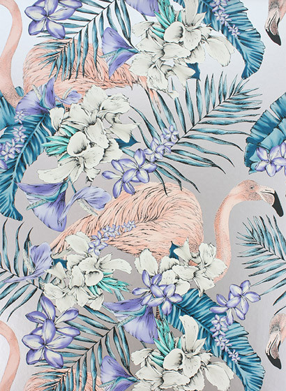 Tapete Flamingo Club von Osborne & Little - Metallic Lavende