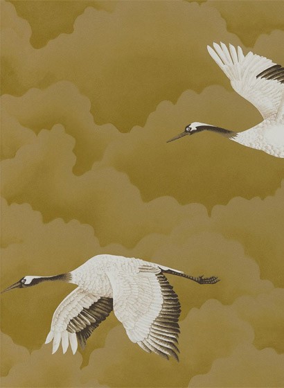 Tapete Cranes in Flight von Harlequin - Antique Gold