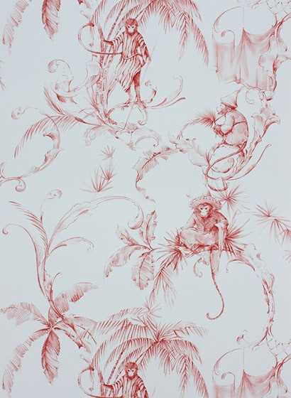 Osborne & Little Tapete Barbary Toile - Coral Red