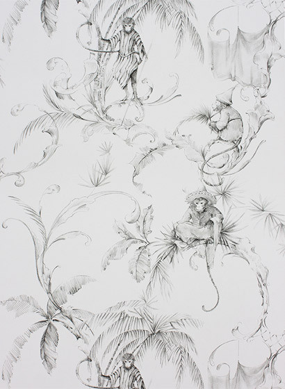 Osborne & Little Tapete Barbary Toile - Charcoal