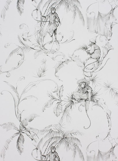 Nina Campbell Papier peint Barbary Toile - Charcoal