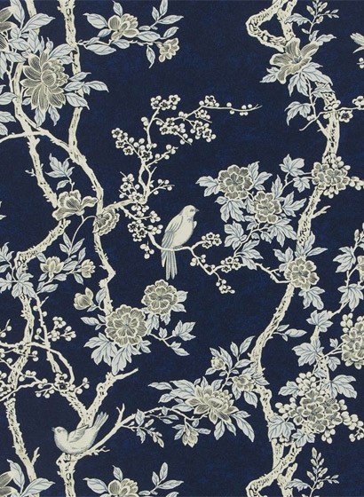 Tapete Marlowe Floral von Ralph Lauren - Prussian Blue