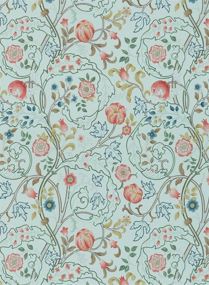Morris & Co Papier peint Mary Isobel - Silk Blue/ Pink