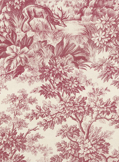 Little Greene Tapete Stag Toile - Burgundy