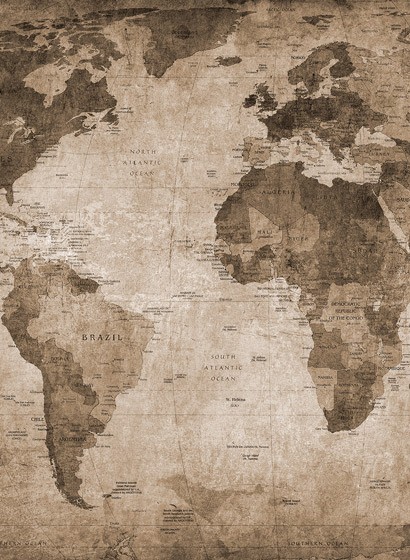 Wandbild World Map von Rebel Walls - Brown