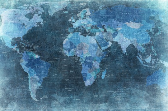 Wandbild World Map von Rebel Walls - Blue