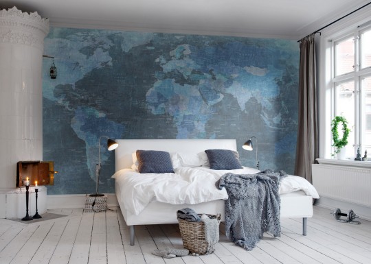 Wandbild World Map von Rebel Walls - Blue